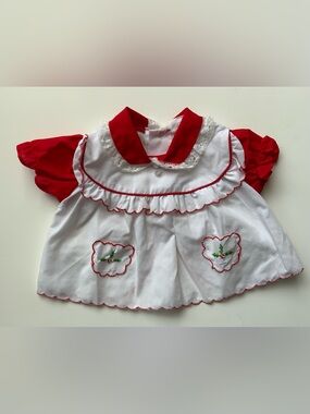Vintage 70s Red and White Holiday Baby Dress